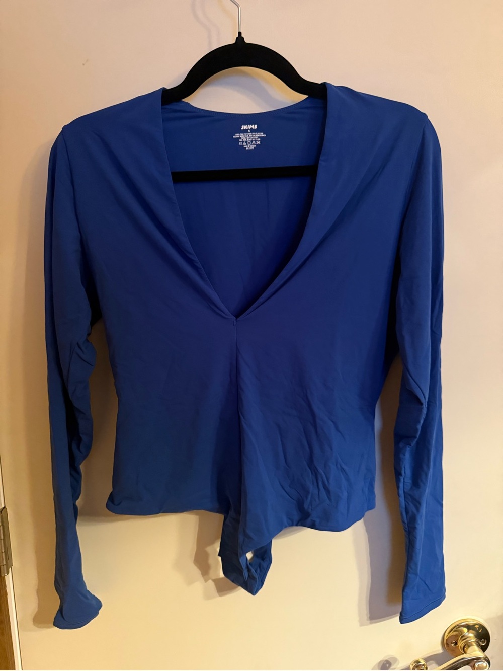 SKIMS Royal Blue Long-Sleeve V-Neck Top